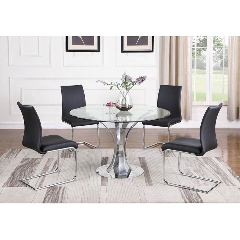 Chintaly - Rebeca - Contemporary Dining Set w/ Round Glass Table & Chairs - REBECA-JANE-5PC-RND