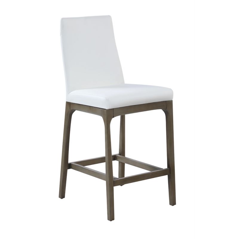 Chintaly - Rosario Modern Counter Stool w/ Solid Wood Base - ROSARIO-CS-GRY-WHT