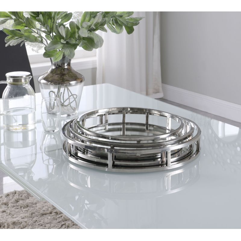 Chintaly - Round Stainless Steel Mirrored Nesting Trays - 1008-RND-TR