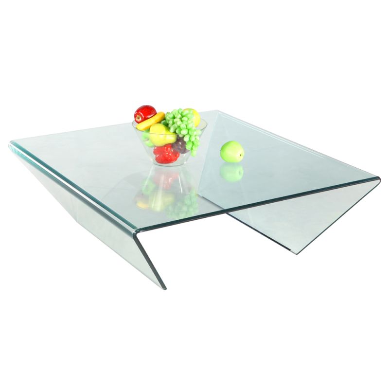 Chintaly - Square Bent Glass Cocktail Table - 72102-SQ-CT