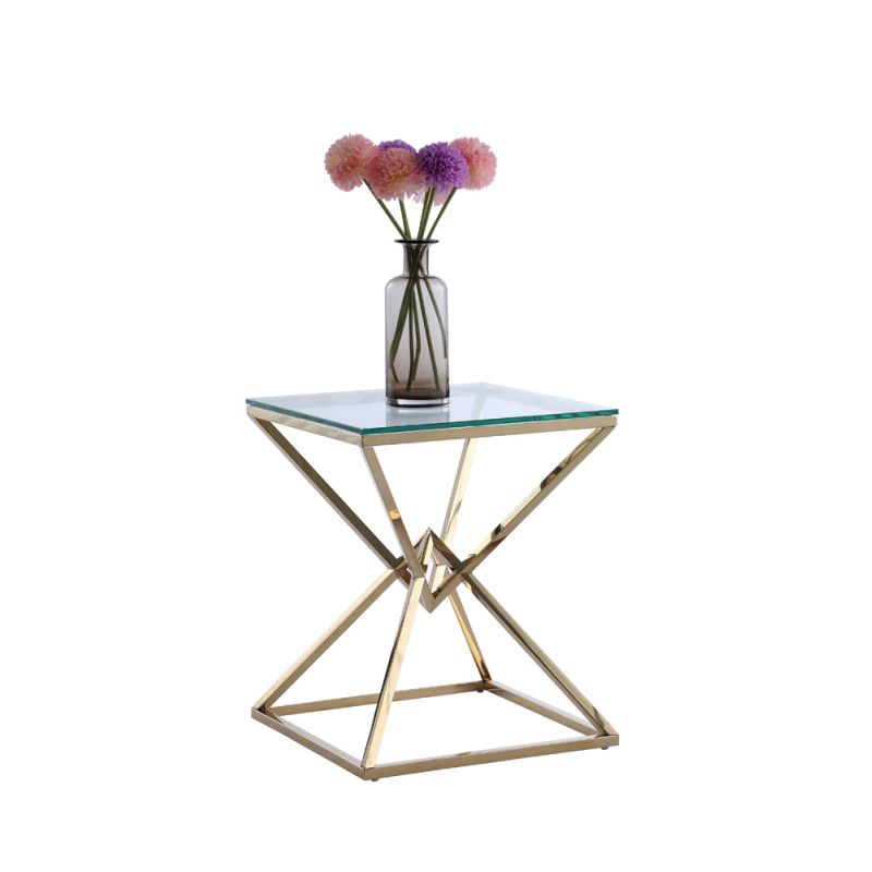 Chintaly - Square Lamp Table With 12Mm Glass - 7616-LT
