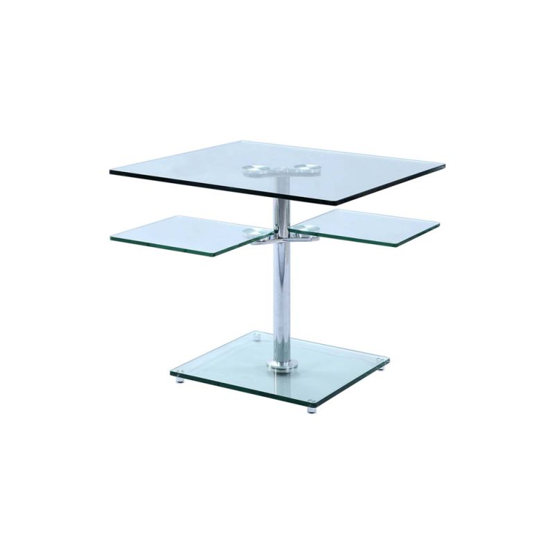 Chintaly - Contemporary Multi-Top Glass Lamp Table - 8052-LT-CLR