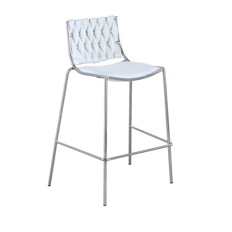 Chintaly - Taylor Contemporary Stackable Counter Stool w/ Weave Back (Set of 2) - TAYLOR-CS-WHT