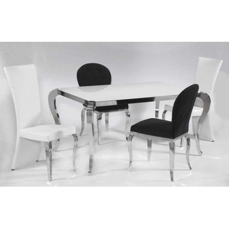 Chintaly - Teresa Dining Set with Starphire Glass Top and 4 Oval Back Chairs - TERESA-OVL-5-PC-SET