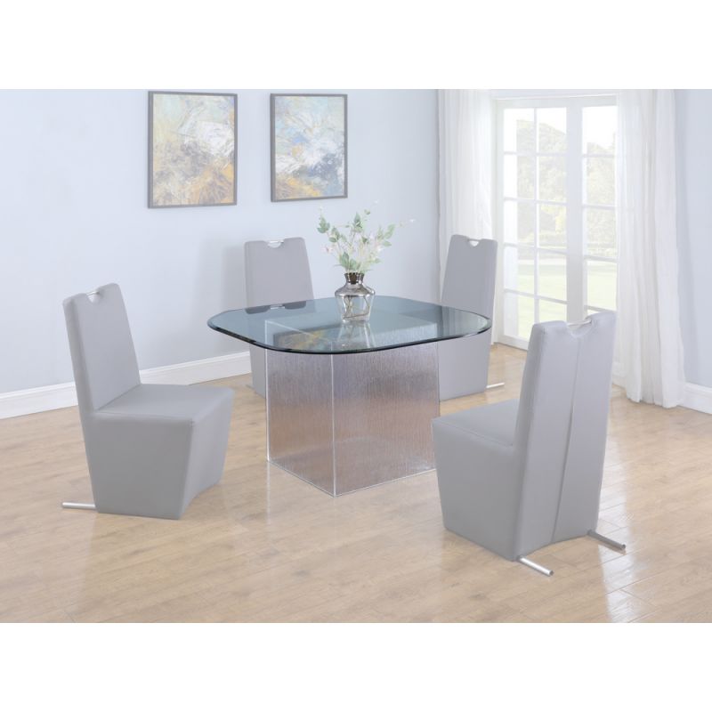 Chintaly - Valerie Contemporary Dining Table w/ Surfboard Glass Top - VALERIE-DT-SB-48