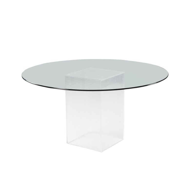 Chintaly - Valerie Contemporary Round Tempered Glass Dining Table - VALERIE-DT-RND-54