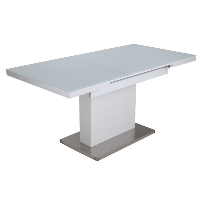 Chintaly - Vanessa Contemporary Pop-Up-Extendable White Glass Dining Table - VANESSA-DT