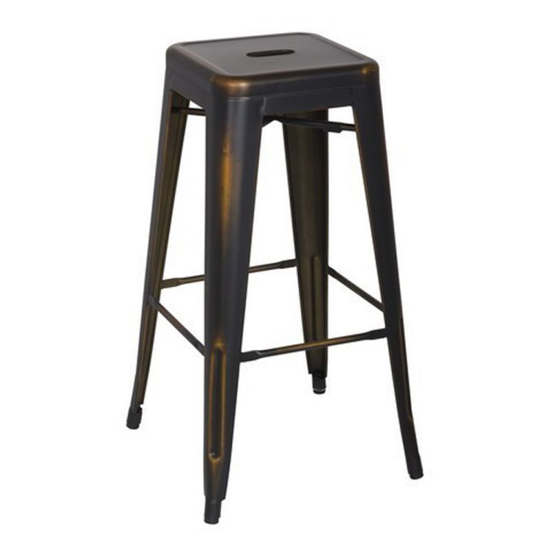 Chintaly - Vintage Galanized Steel Bar Stool in Antique Copper (Set of 4) - 8015-BS-ATQ-GLD