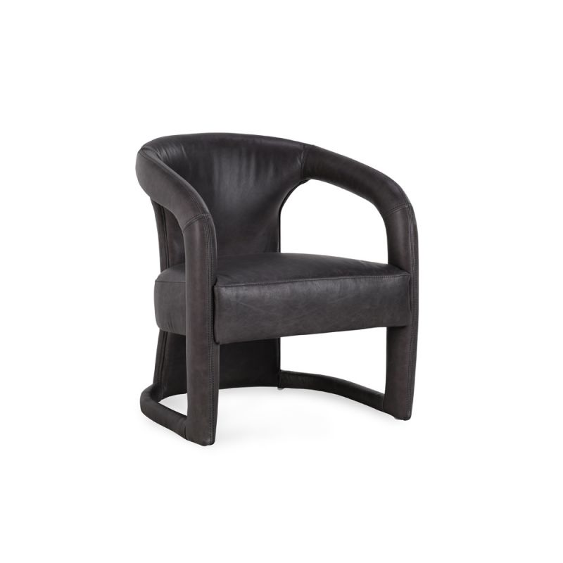 Classic Home - Archie Distressed Leather Accent Chair Charcoal - 53051592