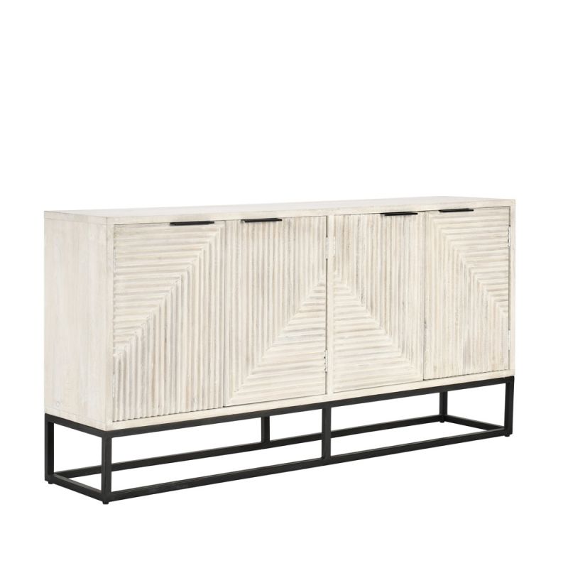 Classic Home - Flint Mango Wood 4Dr Cabinet Coastal White - 52010862