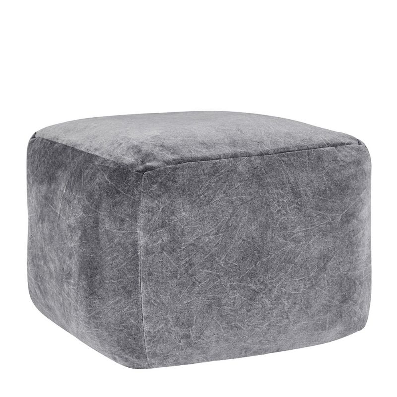 Classic Home - Heirloom Velvet Stone Gray Pouf 18x18x14 - VP12217