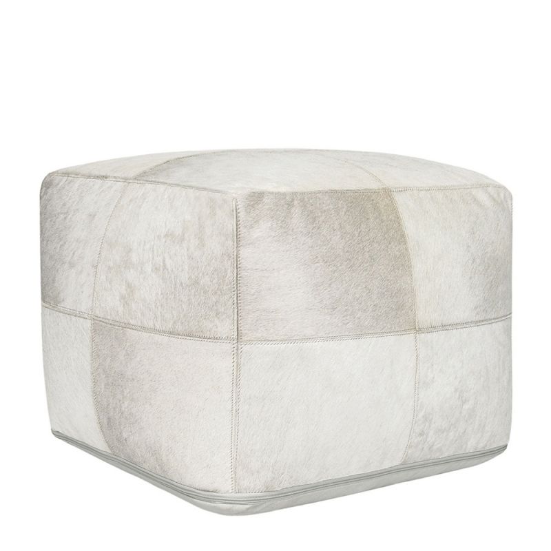 Classic Home - Hide Canada Ivory Pouf 18x18x14 - VP12223