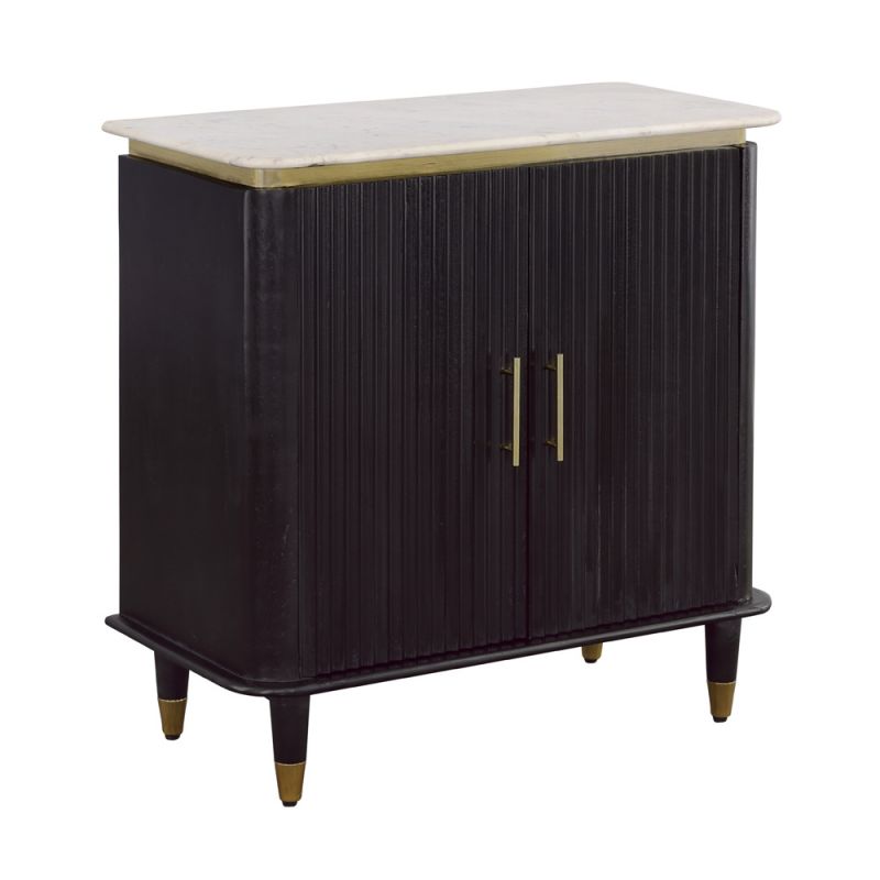 Coast to Coast - Katie - Davina Transitional Black & Gold Two Door Cabinet with Marble Top - 92533
