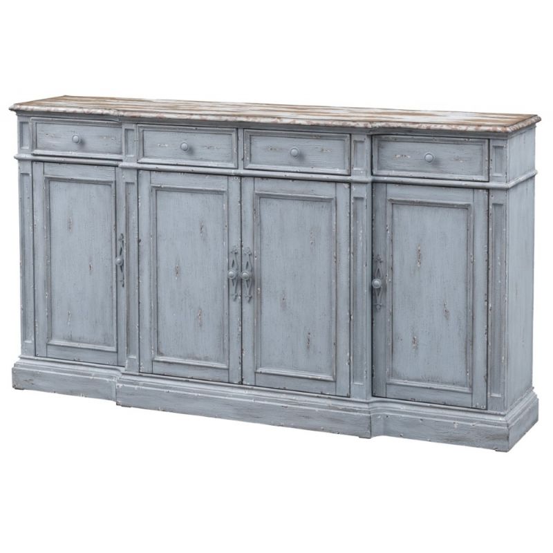 Coast To Coast - Four Door Four Drawer Media Credenza in Marquette Aged Grey & White Rub - 48157