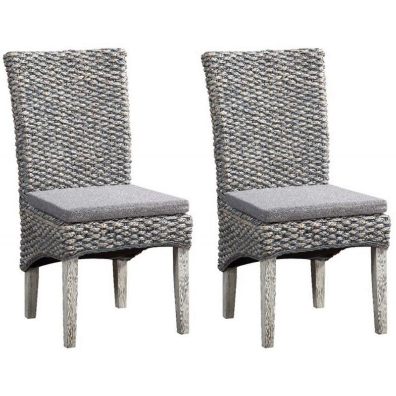 Coast To Coast - Gray Seagrass Dining Chairs in Grey - (Set of 2) - 51560