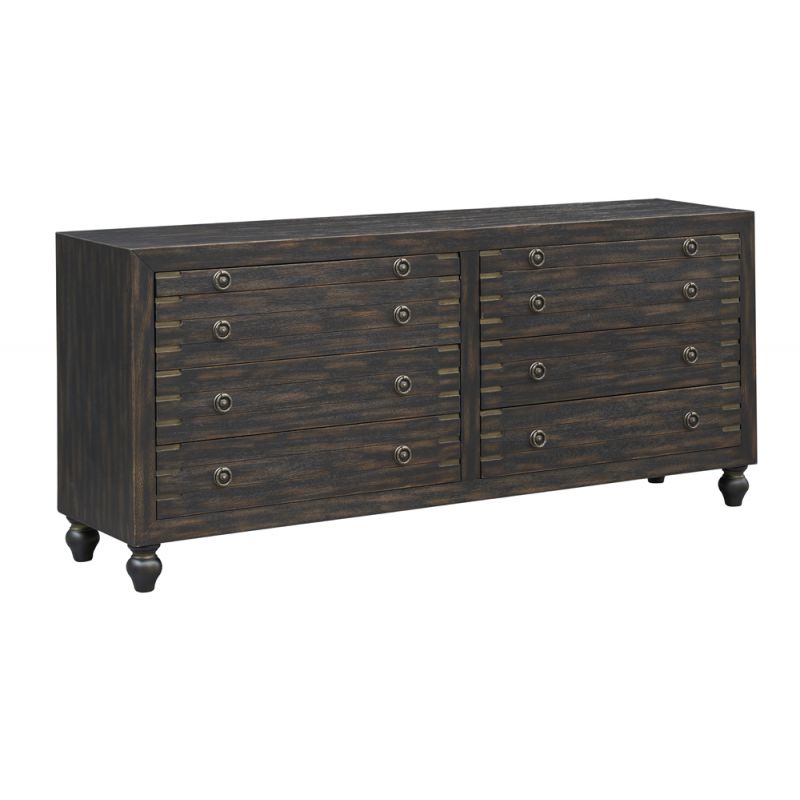 Coast to Coast - Mid-century Modern Six Drawer Storage Credenza/Sideboard with Pull-out Trays - Weathered Black - 71128