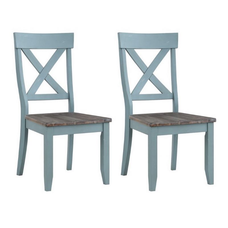 Coast to Coast - Bar Harbor Blue Crossback Dining Chairs - (Set of 2) - 60200