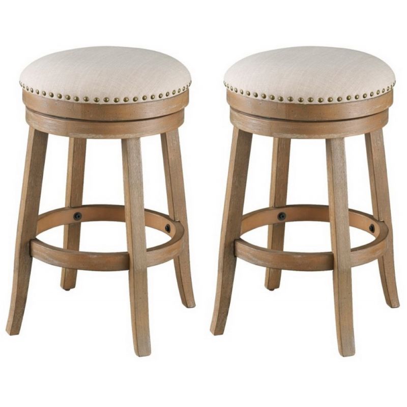 Coast To Coast - Swivel Counter Stools in Toffee Brown w/Oatmeal Fabric - (Set of 2) - 48118