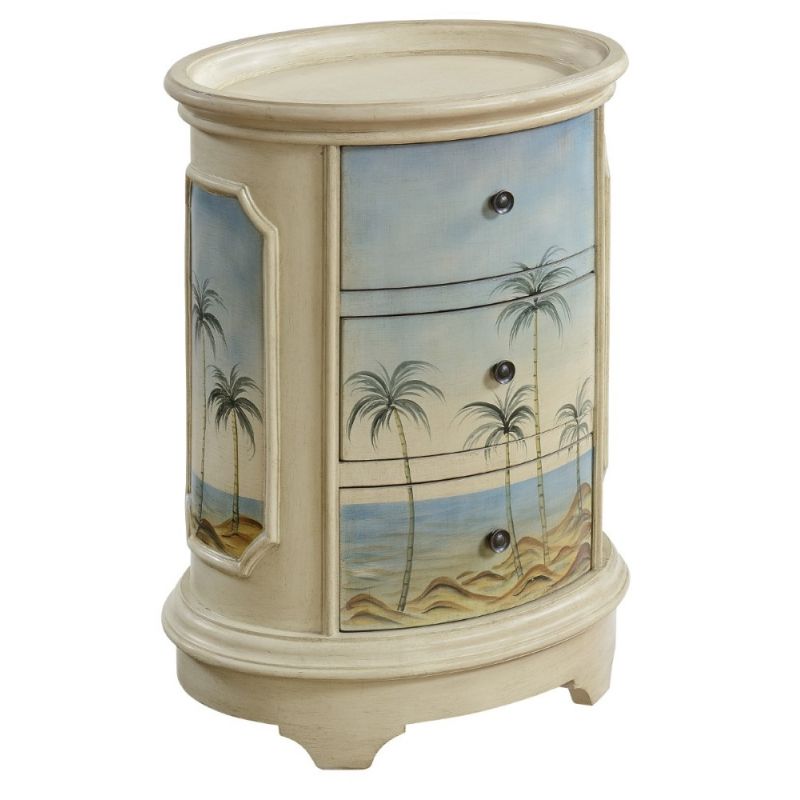 Coast To Coast - Three Drawer Oval Chest in Olosega Ivory Sea View - 70743