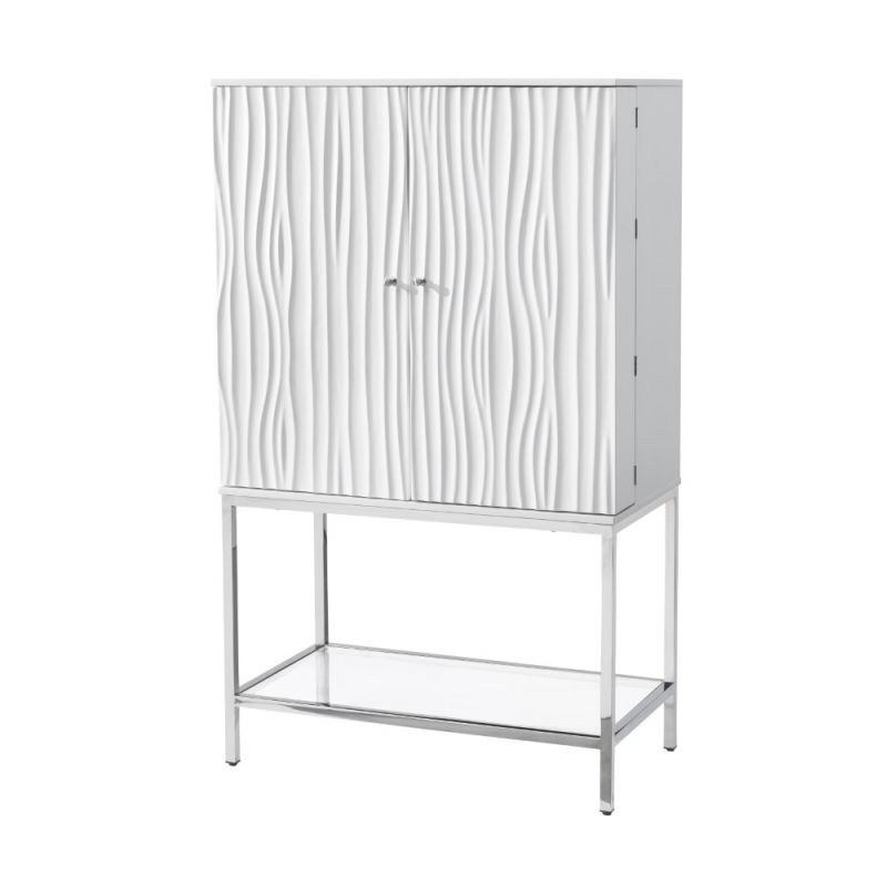Coast to Coast - Two Door Wine Cabinet - Waves Glossy White  - 55601