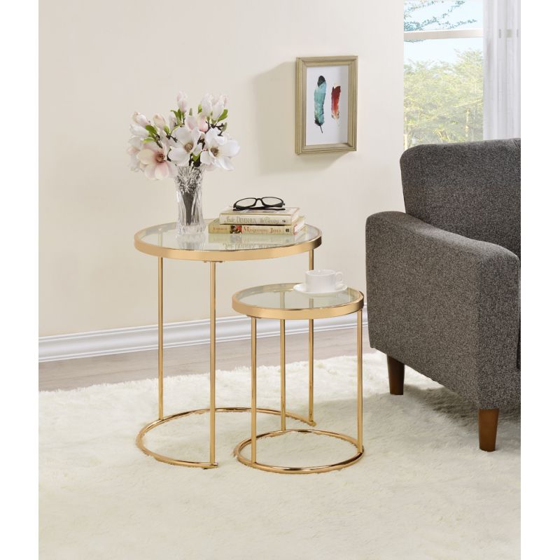 Coaster - Maylin  2 Pc Round Glass Nesting Table - 935936