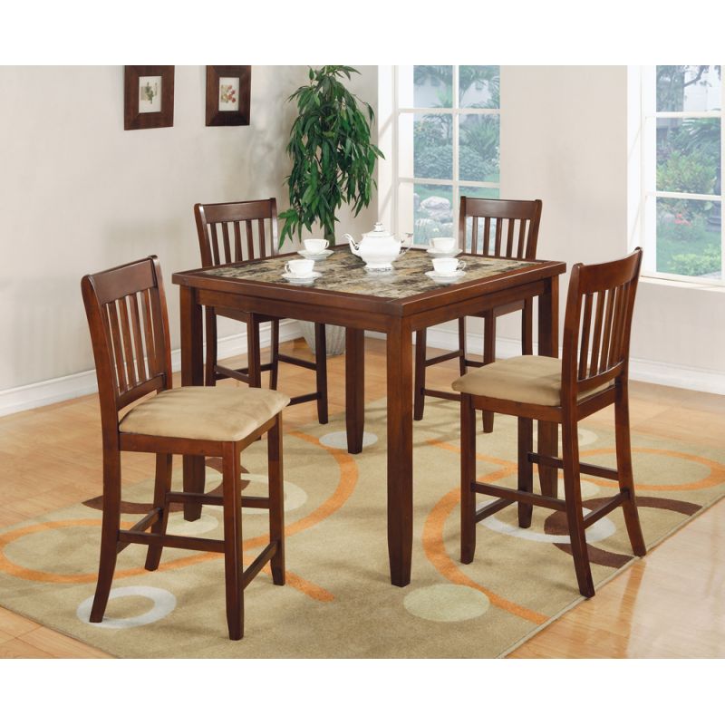 Coaster - Jardin 5 Pc Counter Height Table/Chairs Set in Cherry Finish - 150154