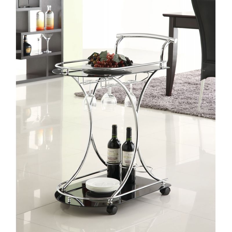 Coaster - Elfman Black Glass Serving Cart - 910001