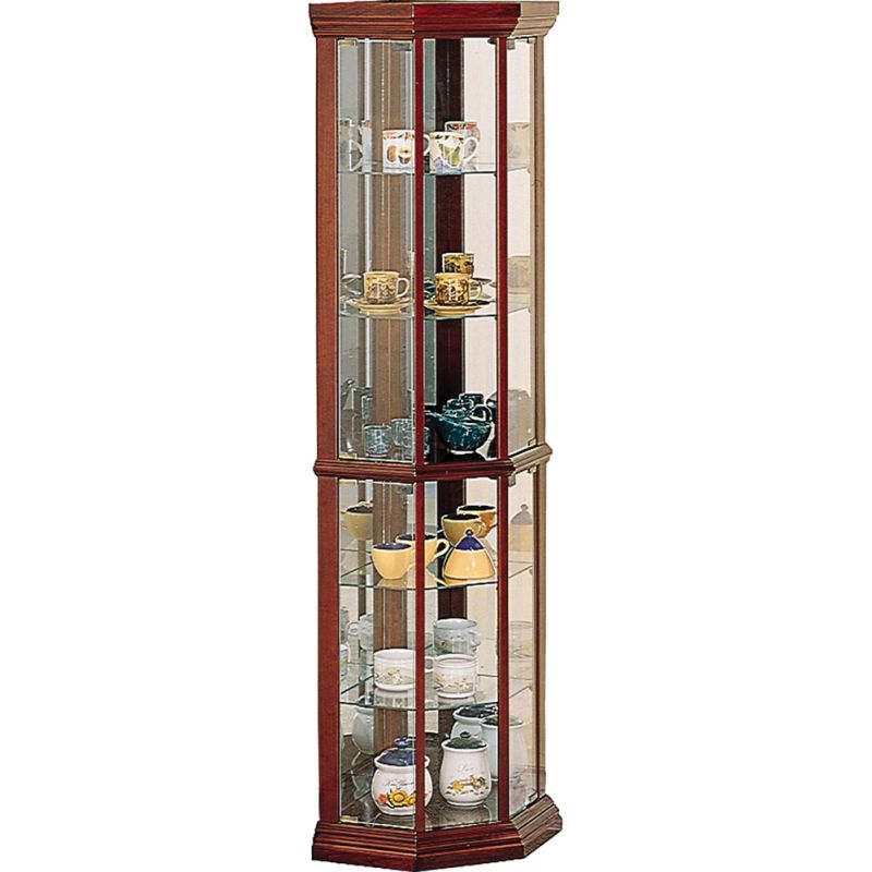 Coaster - Appledale Corner Curio Cabinet (Medium Brown) - 3393