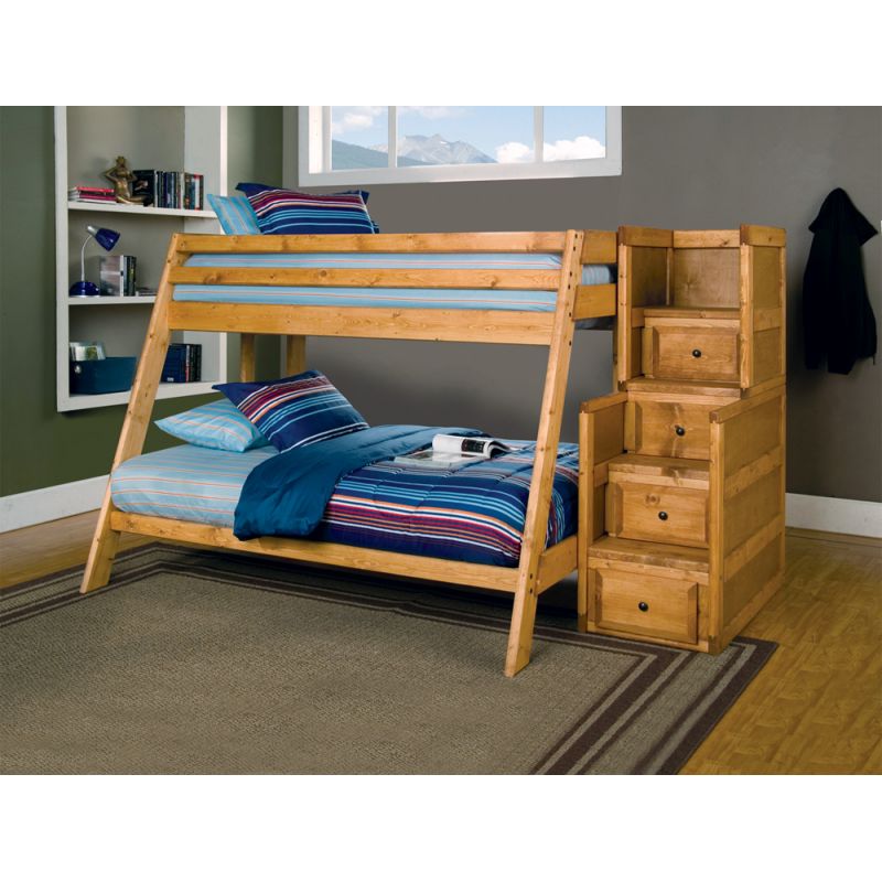 Coaster - Twin/Full Bunk Bed with Stairway Chest (Amber Wash) - 460093_98