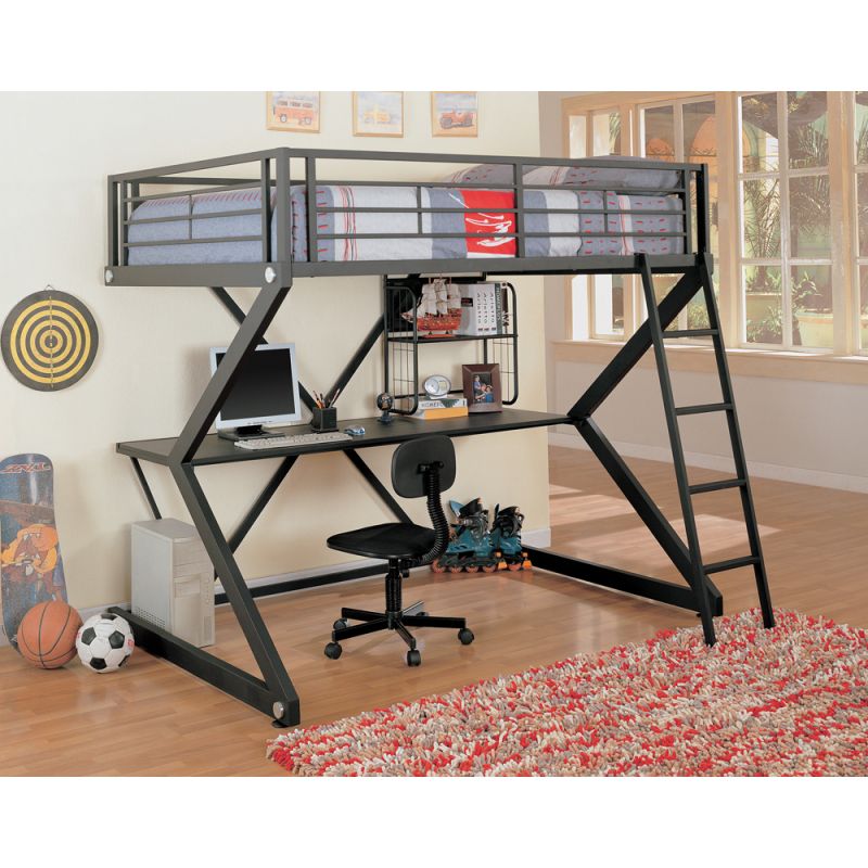 Coaster - Parkview Workstation Loft Bed (Black Matte) - 460092