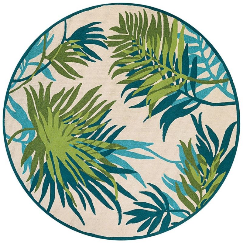 Couristan - Covington Jungle Leaves/Ivory-Forest Green Rug - 7'10'' Round - 29920505710710N