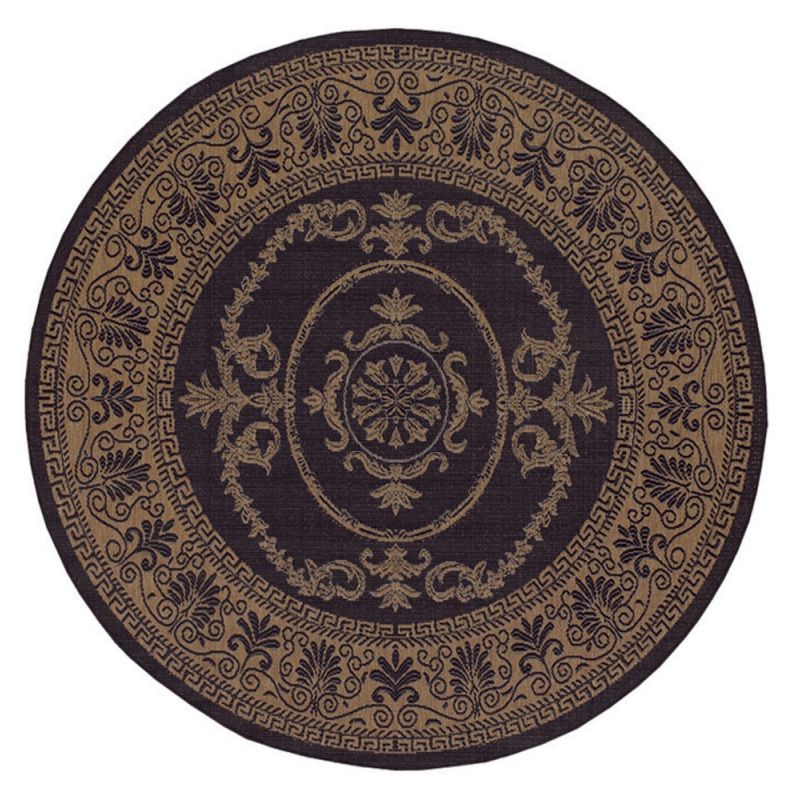 Couristan - Recife Antique Medallion/Black-Cocoa Rug - 7'6'' Round - 10783115076076N