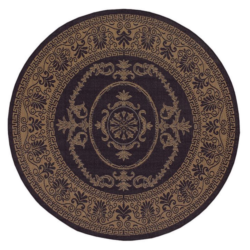 Couristan - Recife Antique Medallion/Black-Cocoa Rug - 8'6'' Round - 10783115086086N