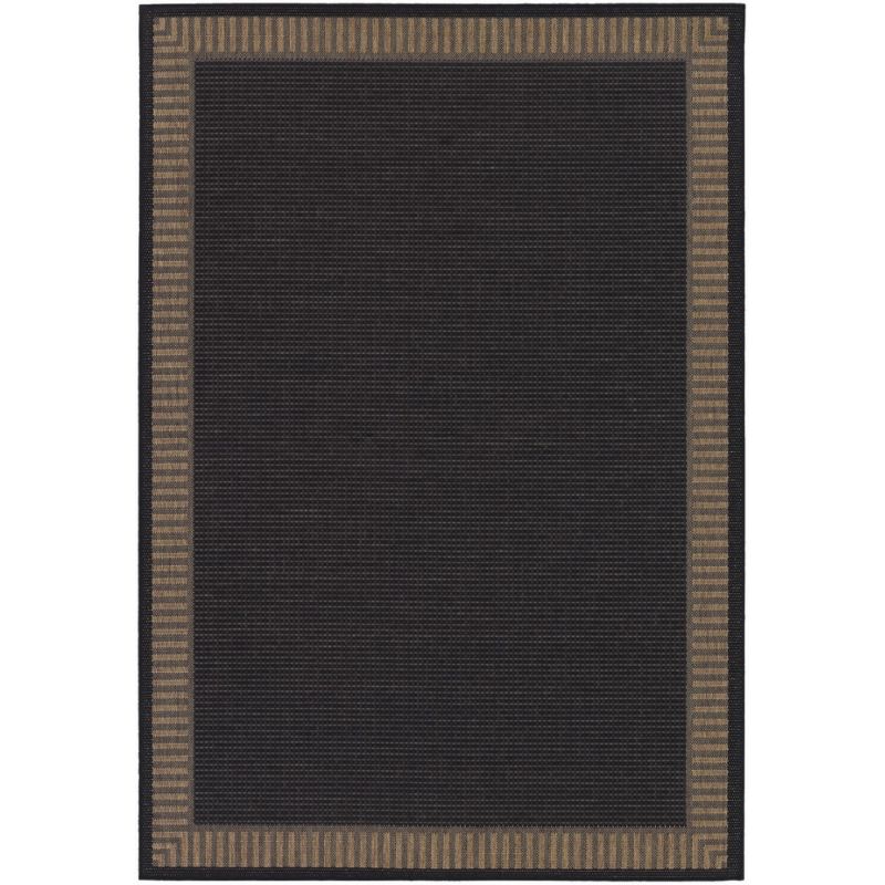 Couristan - Recife Wicker Stitch/Black-Cocoa Rug - 3'9'' x 5'5'' - 16812000039055T