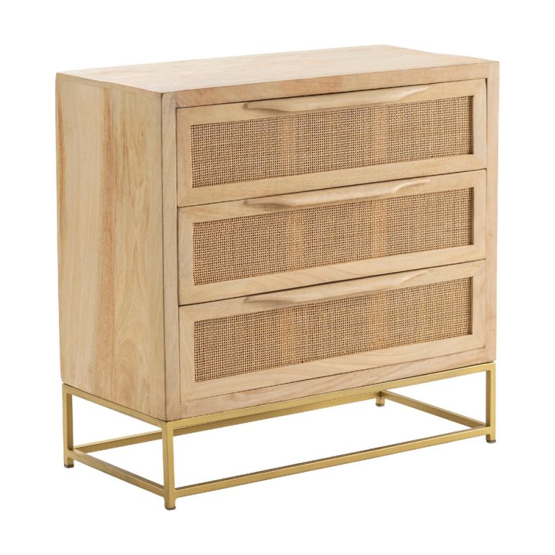 Crestview Collection - Bengal Manor Light Mango Wood 3 Drawer Natural Cane Chest - CVFNR705