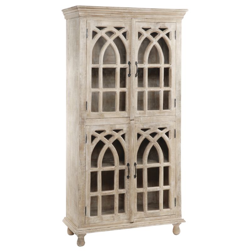Crestview Collection - Bengal Manor Light Mango Wood Cathedral Design 4 Door Cabinet - CVFNR321