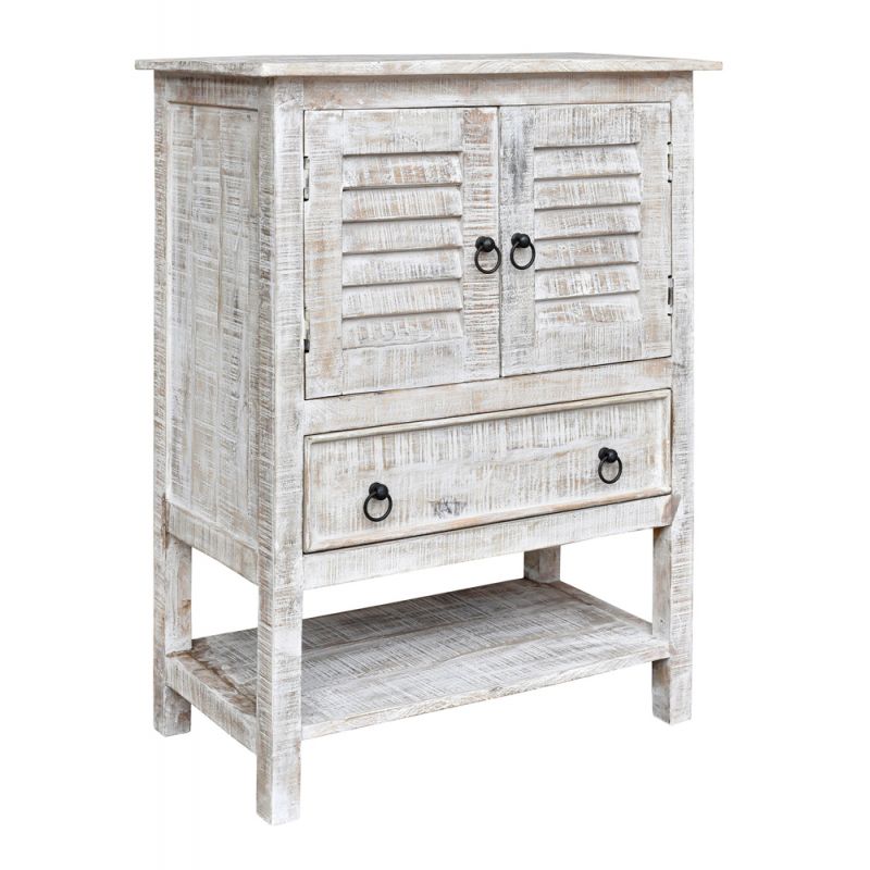 Crestview Collection - Bengal Manor Mango Wood 2 Door and 1 Drawer White Wash Accent Chest - CVFNR486