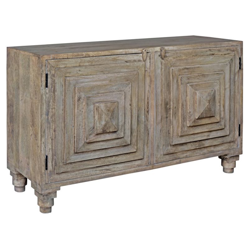 Crestview Collection - Bengal Manor Mango Wood 2 Stacked Pyramid Door Cabinet - CVFNR334