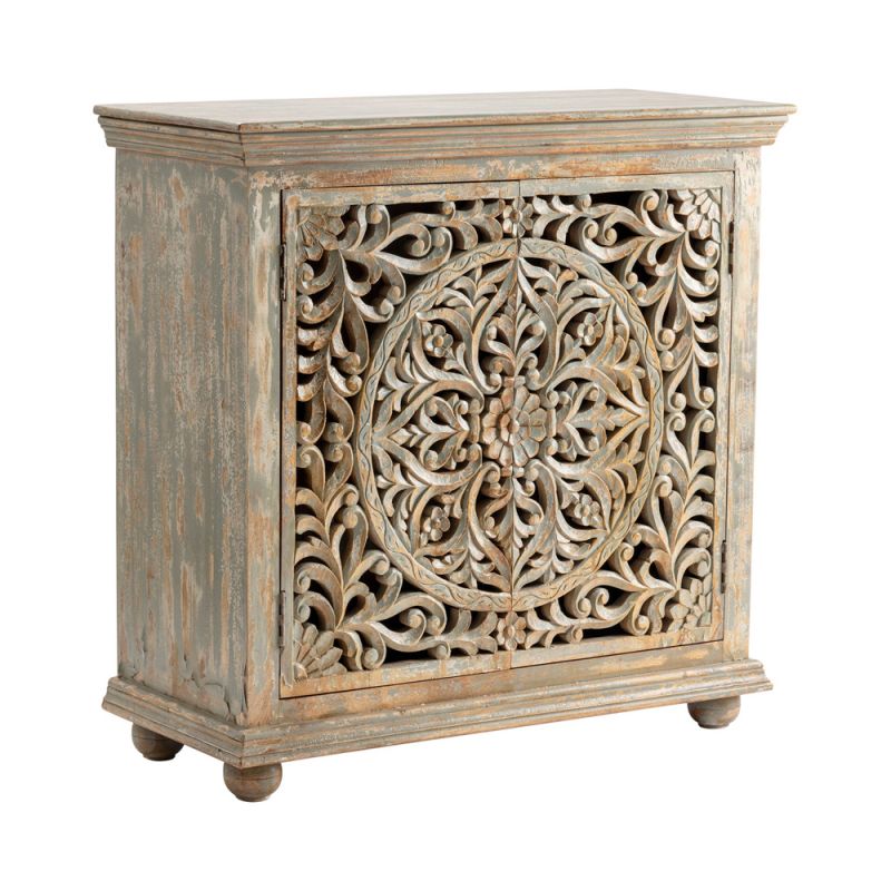 Crestview Collection - Bengal Manor Mango Wood Carved 2 Door Cabinet - CVFNR458
