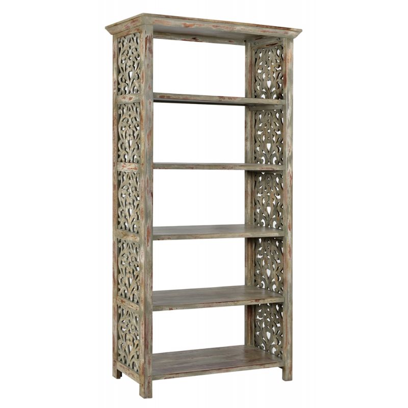 Crestview Collection - Bengal Manor Mango Wood Carved Side Panel Etagere - CVFNR456