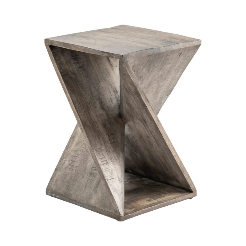 Crestview Collection - Bengal Manor Mango Wood Grey Twist Square End Table - CVFNR708