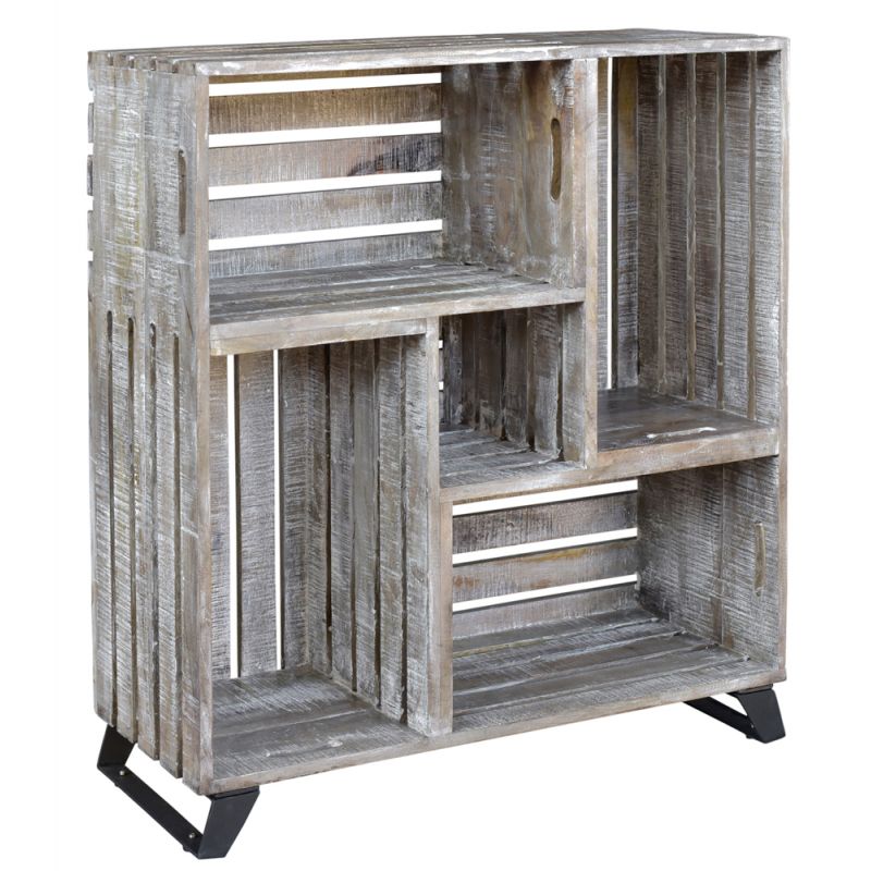 Crestview Collection - Bengal Manor Mango Wood Reclaimed Crates Bookcase - CVFNR340 - CLOSEOUT