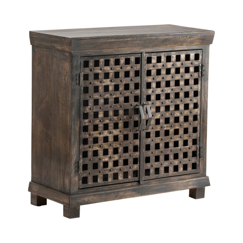 Crestview Collection - Bengal Manor Metal Lattice Work and Mango Wood Cabinet - CVFNR318 - CLOSEOUT