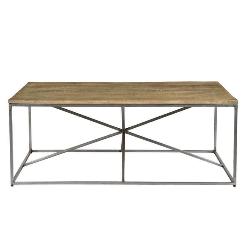 Crestview Collection - Bengal Manor Rough Mango Wood and Iron Asterisk Rectangle Cocktail Table - CVFNR674