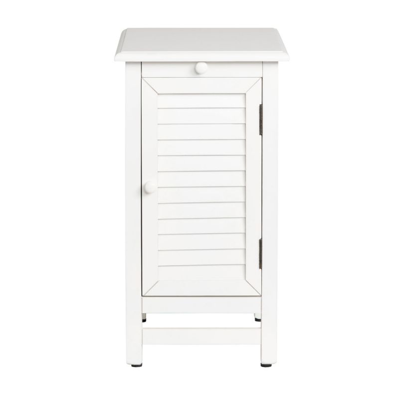 Crestview Collection - Cape May Cottage White Shutter Door and 1 Pull Shelf Chairside Table - CVFZR1738