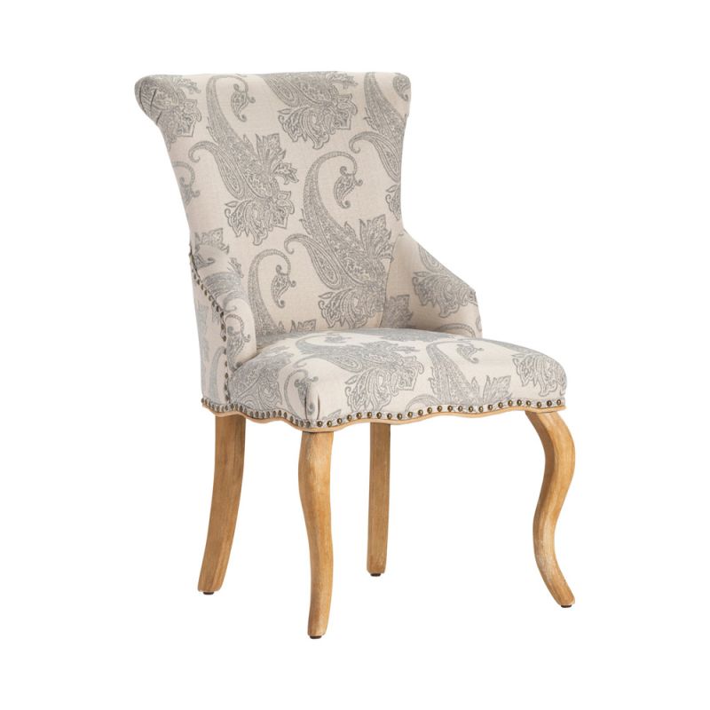 Crestview Collection - Danielle Paisley Upholstered Accent Chair with Distressed Wood Legs - CVFZR4520