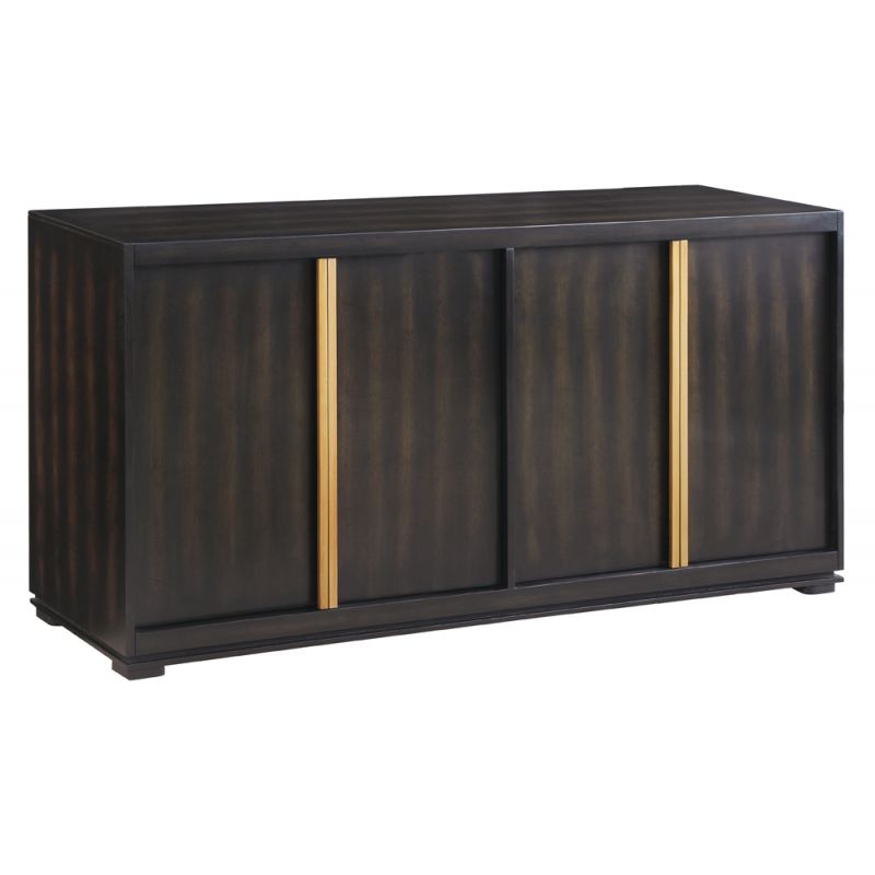 Crestview Collection - Empire 4 Door Sideboard with Burnished Brass Hardware in Rich Jacobean Finish - CVFZR3634