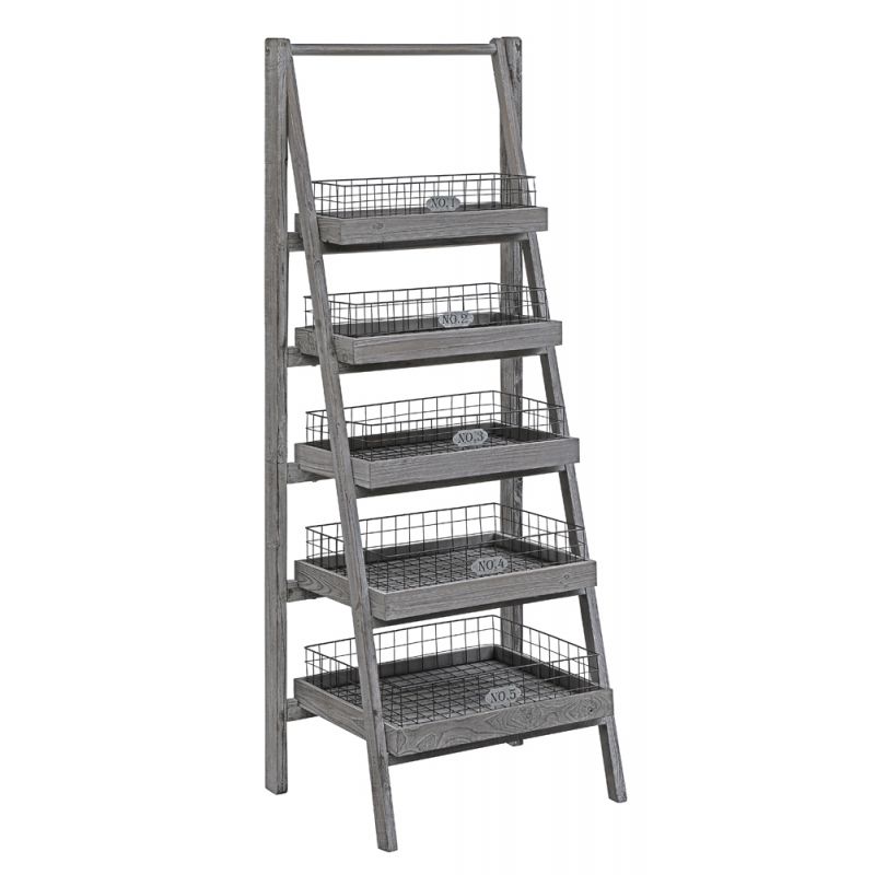 Crestview Collection - Hastings 5 Tier Charcoal Grey Angled Etagere with Removable Metal Baskets - CVFZR3587
