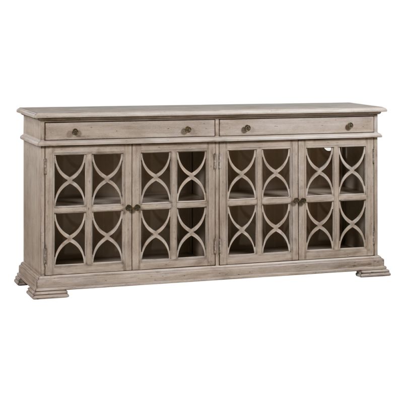 Crestview Collection - Hawthorne Estate 2 Drawer and 4 Door Fretwork Sideboard Brushed Wheat Finish - CVFVR8052 - CLOSEOUT