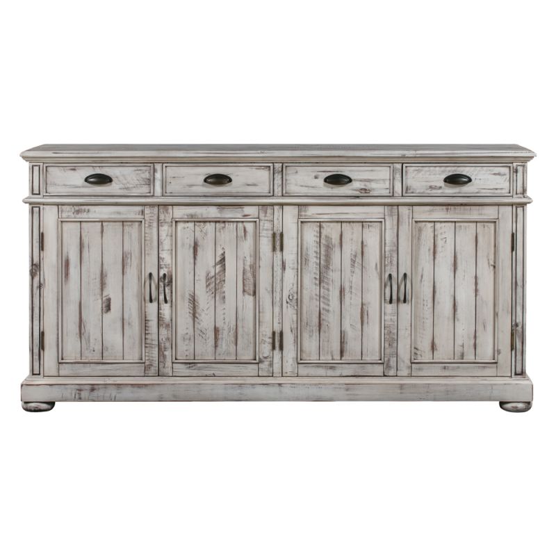 Crestview Collection - Hawthorne Estate 4 Drawer and 4 Door Wood Sideboard Distressed White Finish - CVFVR8056 - CLOSEOUT